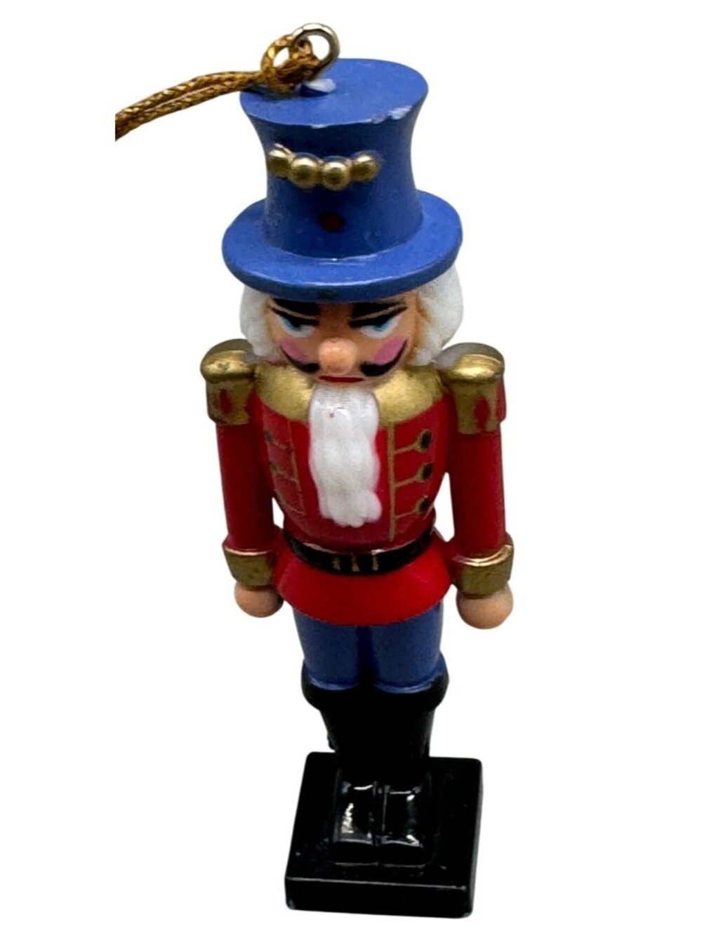 Christmas plastic nutcracker tree ornament red blue decoration beard 3.5" READ
